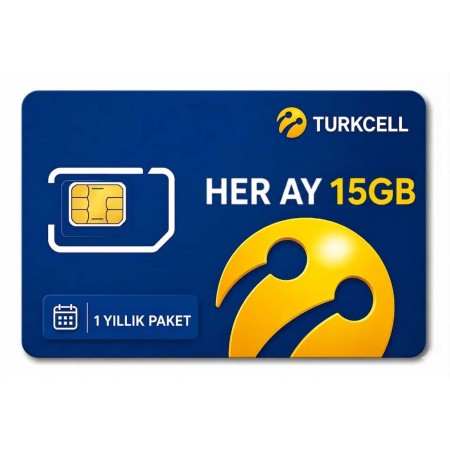 Turkcell Yıllık Data Paketi Aylık 15GB Turkcell Yıllık Data Paketi Aylık 15GB