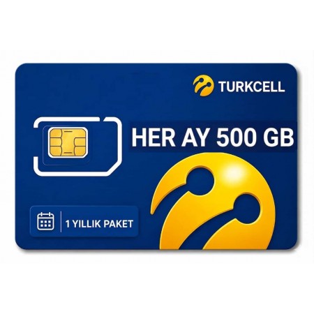 Turkcell Yıllık Data Paketi Aylık 500GB Turkcell Yıllık Data Paketi Aylık 500GB